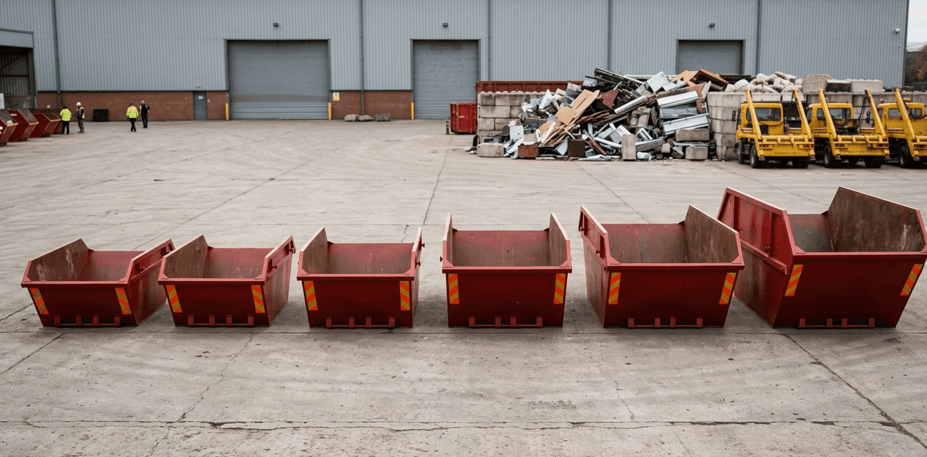 Skip Sizes Compared: 4, 6, 8, 12, 14 and 16 Yard Skips Side by Side